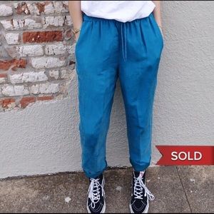 Vintage 100% Silk Bright Teal Sweatpants -Separate